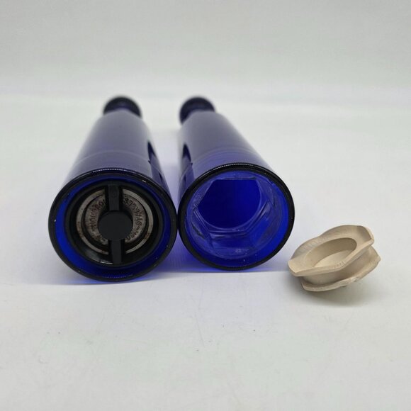 Cobalt Blue Lucite Salt & Pepper Shakers by Olde Thompson Cylinder Shape 11" - Picture 8 of 10